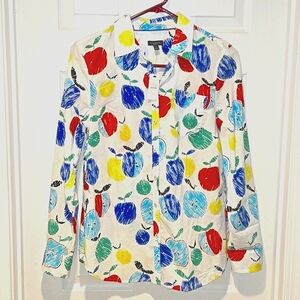 Talbots Multicolor Apple Print Blouse